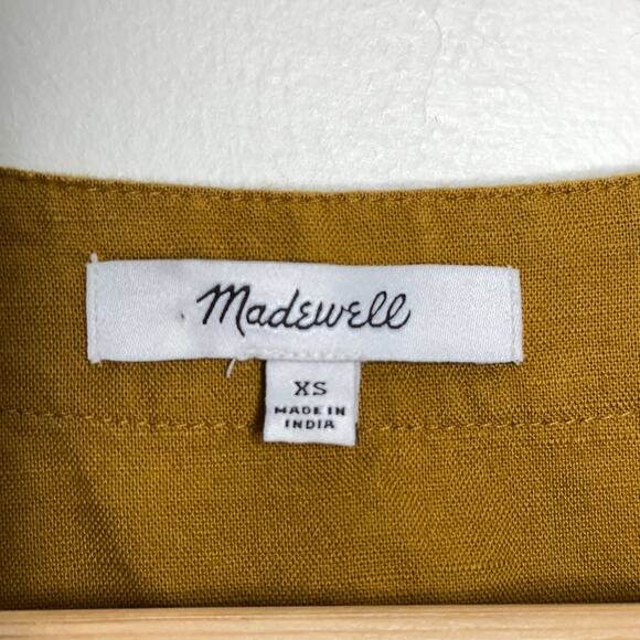 MADEWELL Linen-Blend Ruffle-Sleeve Wrap Midi Dress Mustard Yellow {RR35} - Picture 6 of 8